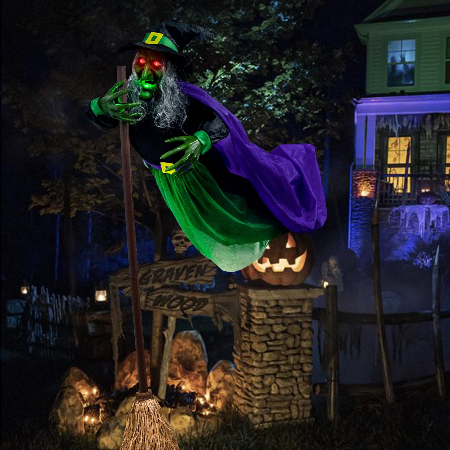 HOTROVEL Halloween Animated Hover Witch Decorations