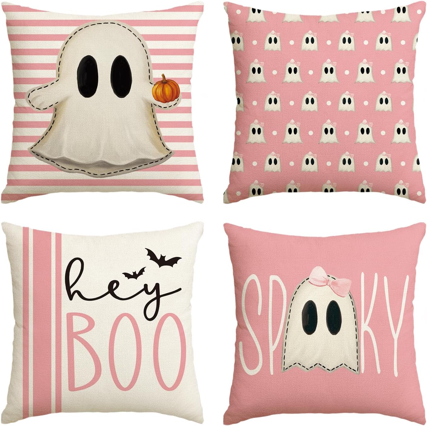 HOTROVEL Halloween 18 x 18 Inch Ghost Spooky Throw Pillow Covers