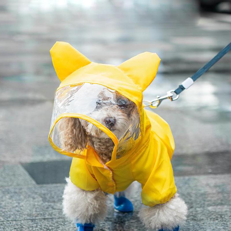 REFLECTIVE STRIP HOODED PET RAINCOAT