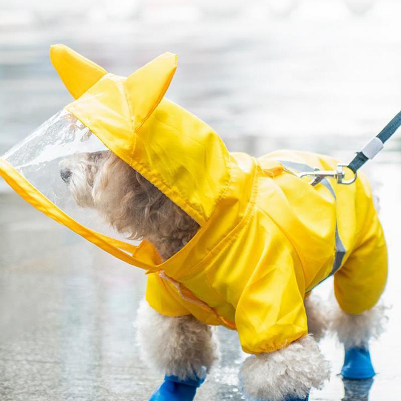 REFLECTIVE STRIP HOODED PET RAINCOAT