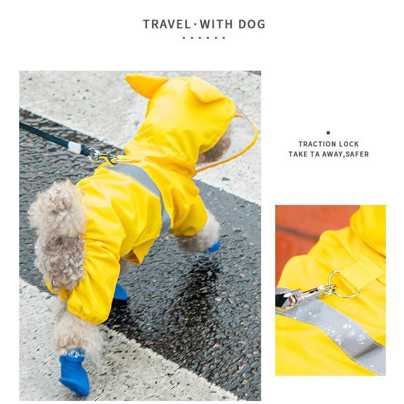 REFLECTIVE STRIP HOODED PET RAINCOAT