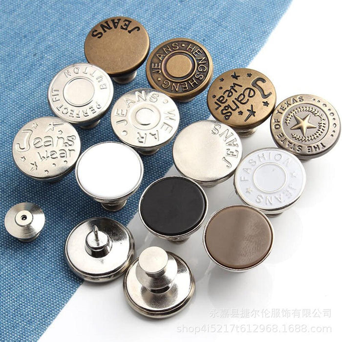 Retractable Jeans Buttons Adjustable and Detachable Nail-Free Metal Buttons Big Change Small Waist Buttons Suitable for Jeans, Skirts, Pants, Collars