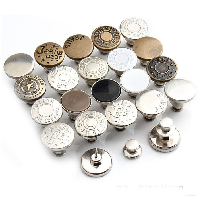 Retractable Jeans Buttons Adjustable and Detachable Nail-Free Metal Buttons Big Change Small Waist Buttons Suitable for Jeans, Skirts, Pants, Collars