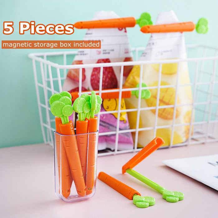 5 Pieces Creative Carrot Food Bag Clips Plastic Storage Bags Sealing Clips Freezer Bag Clips