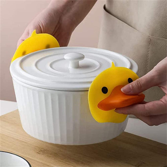 2pcs Cute Duck Silicone Pot Holders Heat Resistant Grip