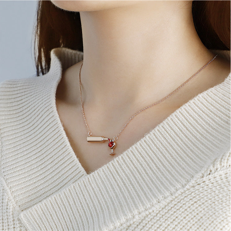 MLYJ Love-heart Wine Bottle Cup Necklace