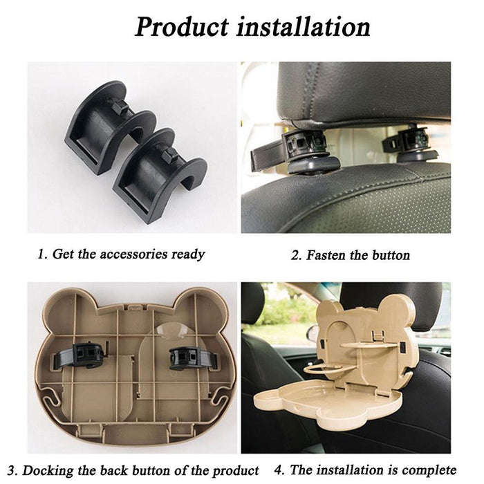 Folding Car Back Seat Table Plastic Drink Food Rack Cup Holder Tray Stand Desk (CAR105)