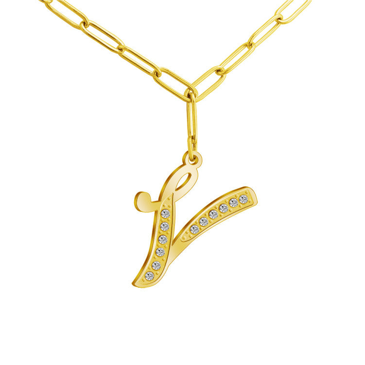 MLYJ 26 Letters Diamond Pendant