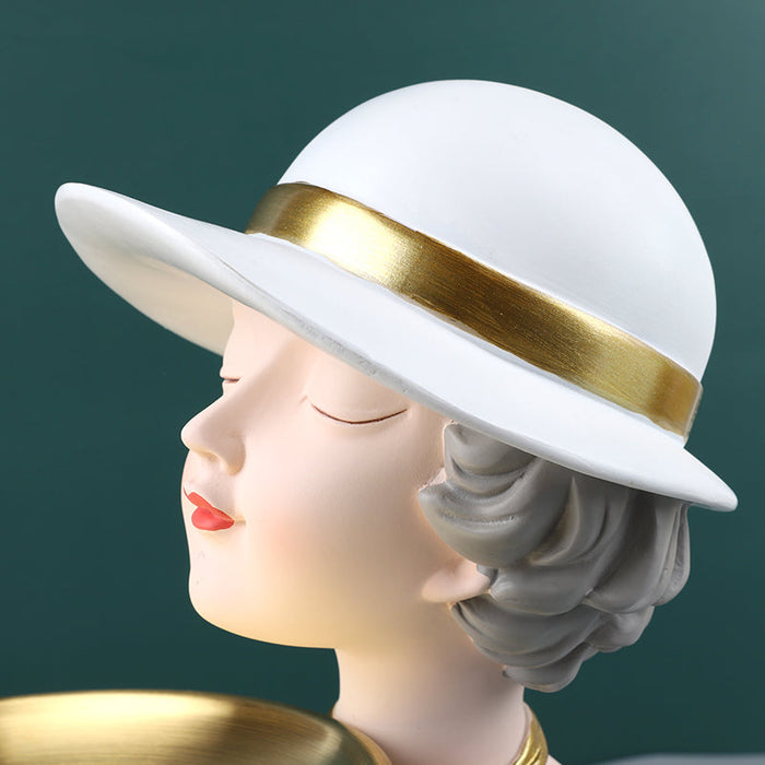 Hat Girl Tray Sculpture