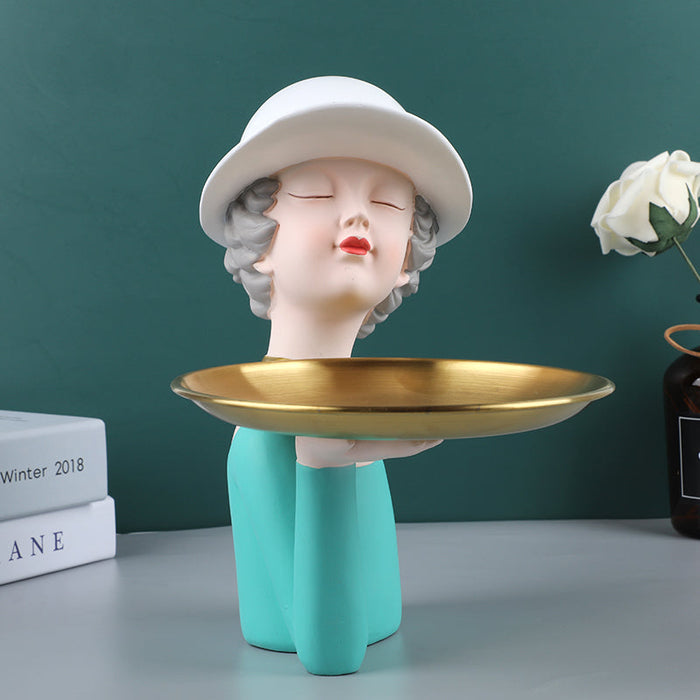 Hat Girl Tray Sculpture