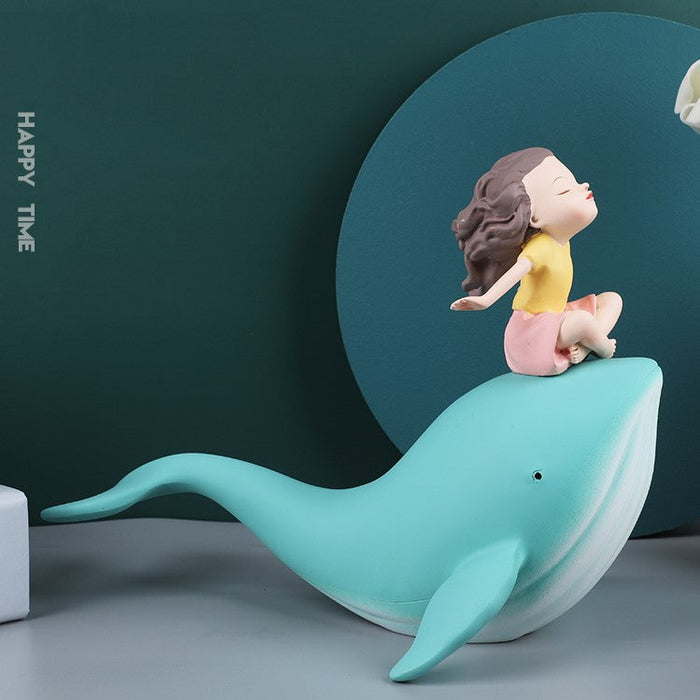 Wind Blown Whale Girl Sculpture