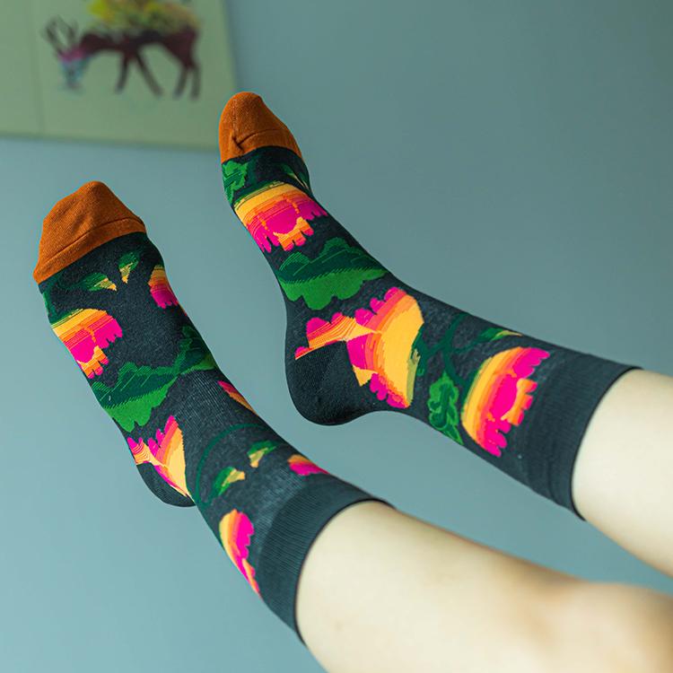 Dark Flower Animal Socks