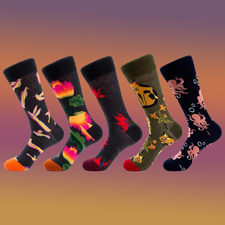 Dark Flower Animal Socks