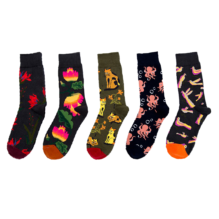 Dark Flower Animal Socks