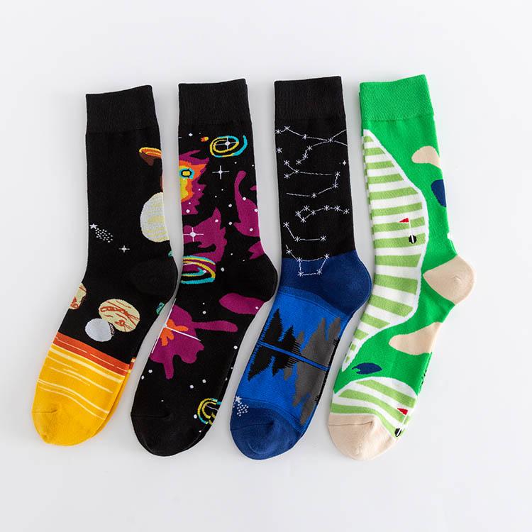 Star pattern individual character tide male socks