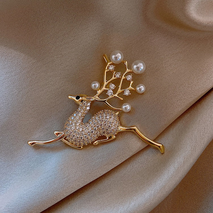 Full Rhinestone Fawn Brooch