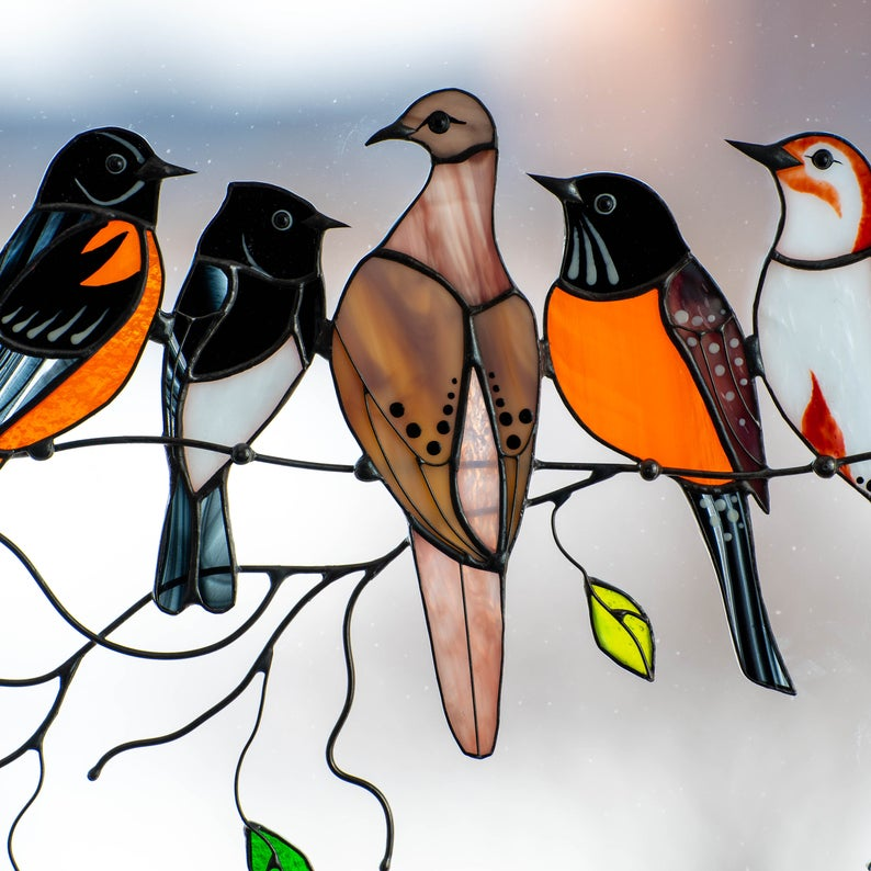 Birds Stained Glass Window Hangings