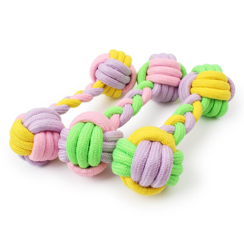 CONTRAST-COLOR BRAIDED DUMBBELL COTTON ROPE