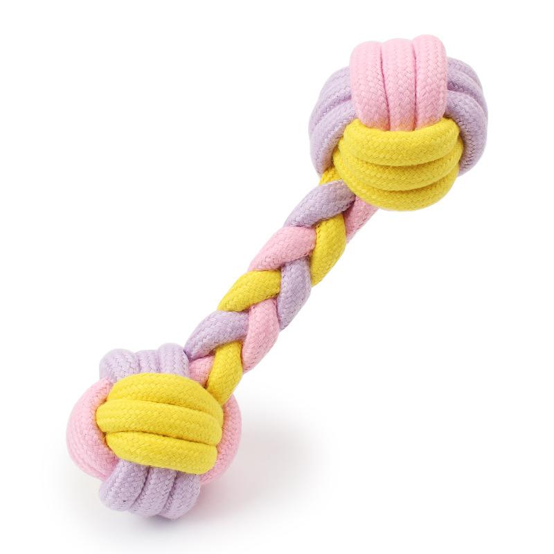 CONTRAST-COLOR BRAIDED DUMBBELL COTTON ROPE