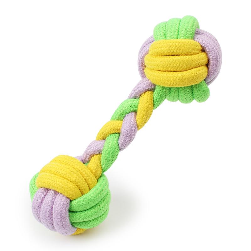 CONTRAST-COLOR BRAIDED DUMBBELL COTTON ROPE