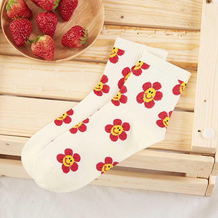 Sweet sunflower smiley face matching color tube stockings