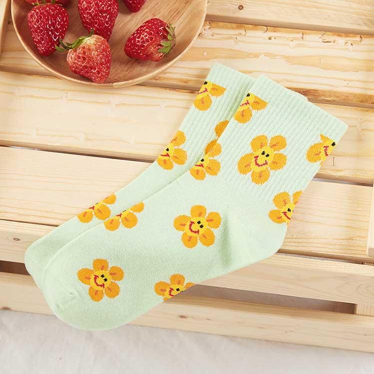 Sweet sunflower smiley face matching color tube stockings