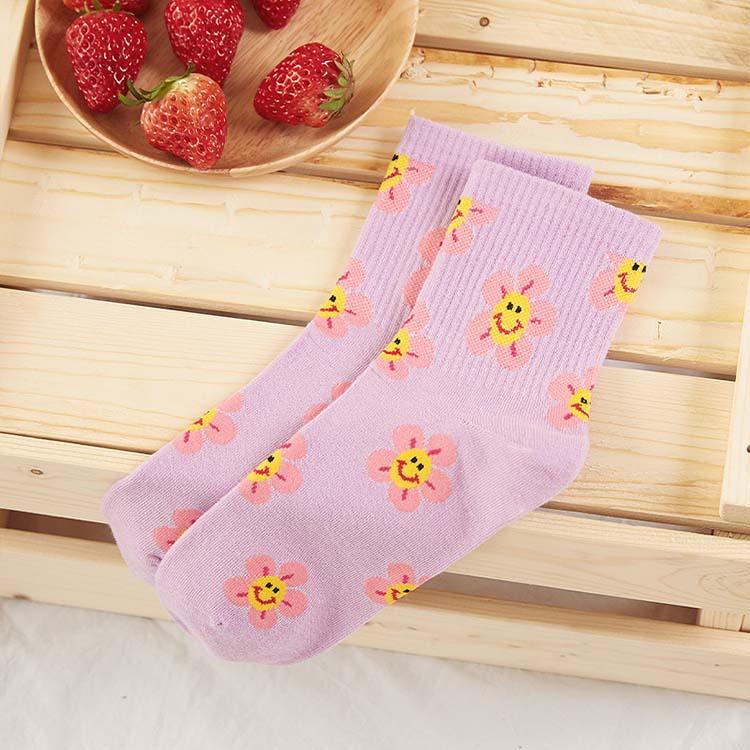 Sweet sunflower smiley face matching color tube stockings