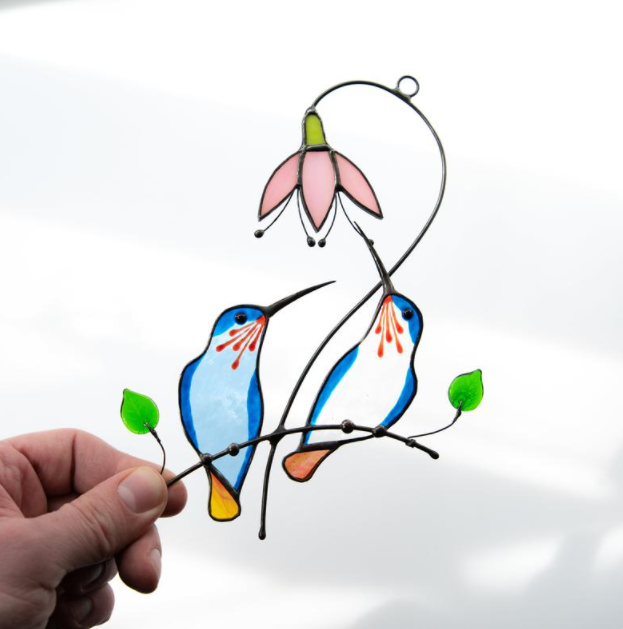 Stained Glass Hummingbird Ornament