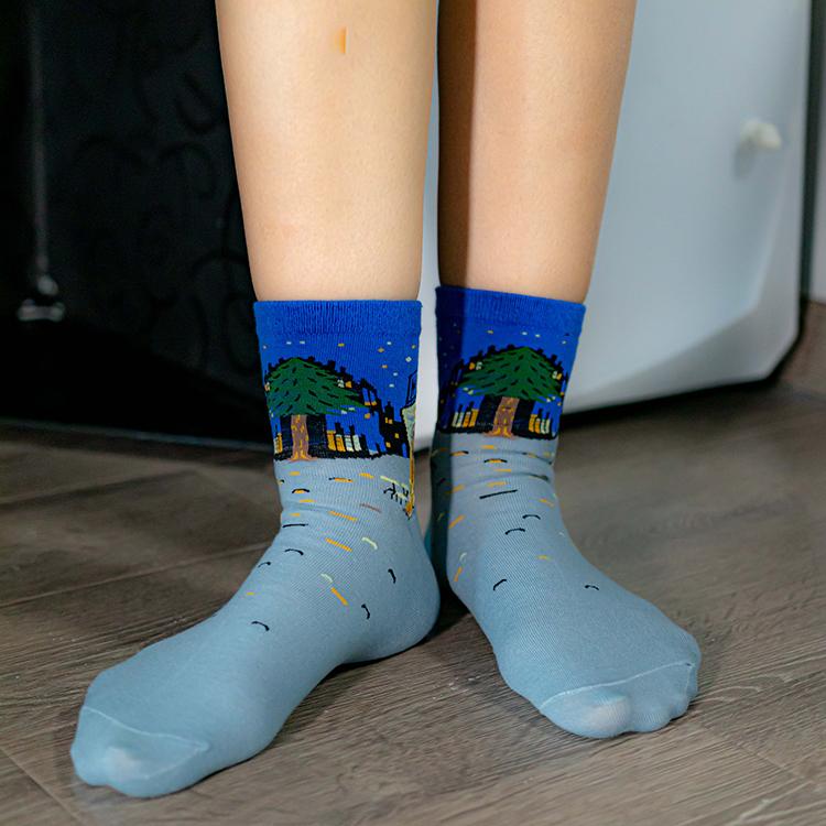 Literary Style Oil Painting Girl Socks