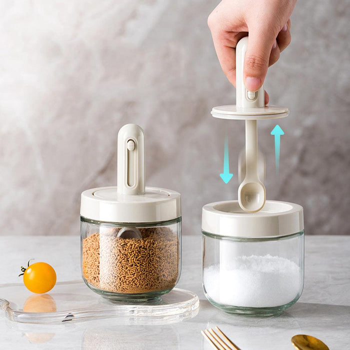 Telescopic Seasoning Bottle Sub-packed Salt And Monosodium Glutamate Seasoning Tank Household Kitchen Leak-proof Storage Seasoning Box With Telescopic Spoon