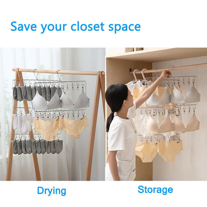 Stainless Steel Multifunctional Clothes Rack Home Multi-clamp Drying Underwear Socks Gods