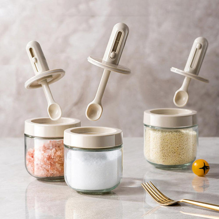 Telescopic Seasoning Bottle Sub-packed Salt And Monosodium Glutamate Seasoning Tank Household Kitchen Leak-proof Storage Seasoning Box With Telescopic Spoon