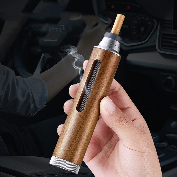 Car Ashtray, Portable Handheld Walnut Mini Ashtray, No Ashtray, Suitable For Outdoor Indoor Car Smoking(CAR41)