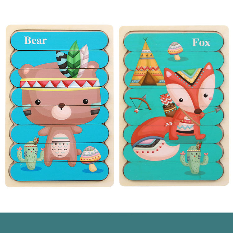 Wooden Strip Shape Double‑Sided Puzzles