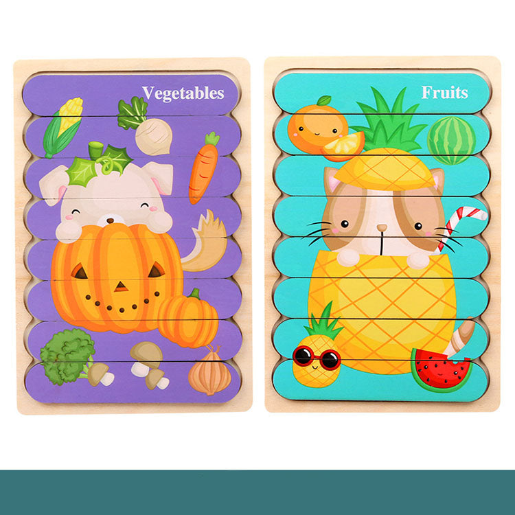 Wooden Strip Shape Double‑Sided Puzzles