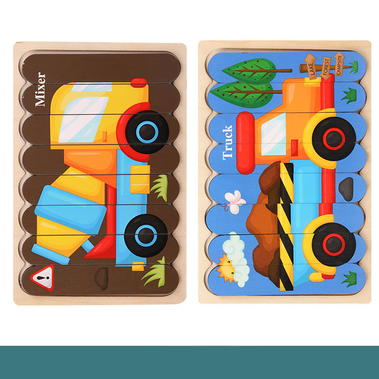 Wooden Strip Shape Double‑Sided Puzzles