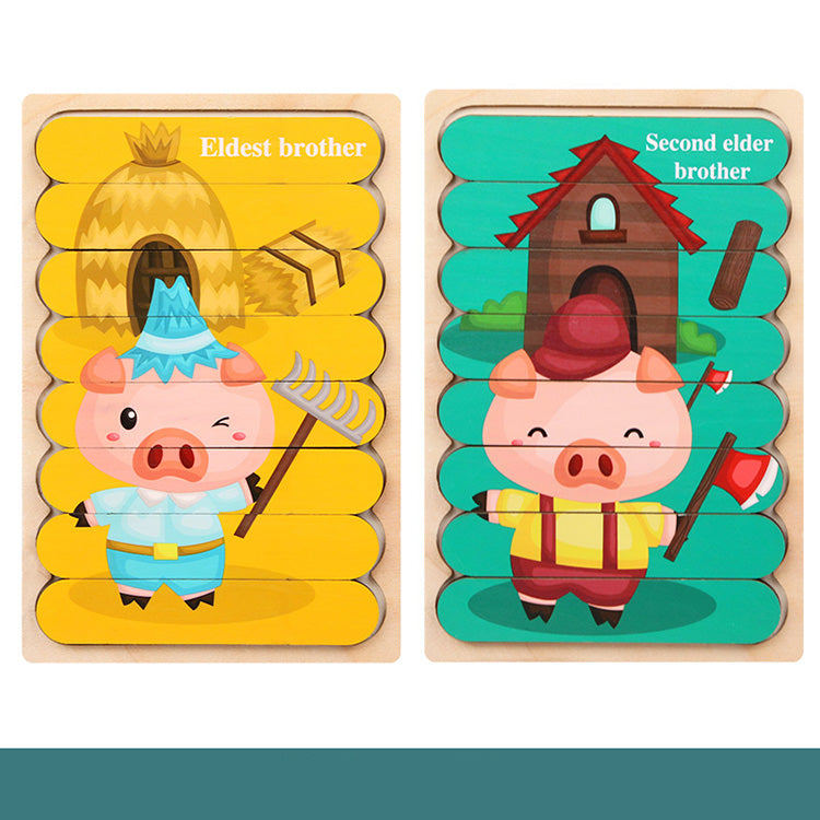 Wooden Strip Shape Double‑Sided Puzzles