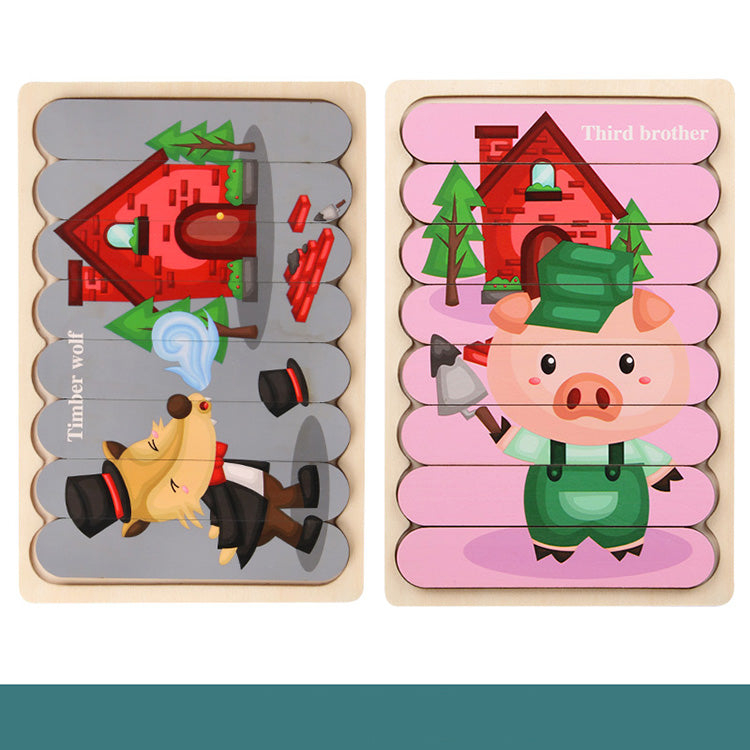 Wooden Strip Shape Double‑Sided Puzzles