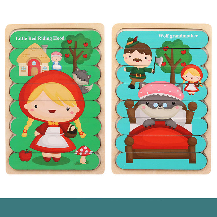 Wooden Strip Shape Double‑Sided Puzzles