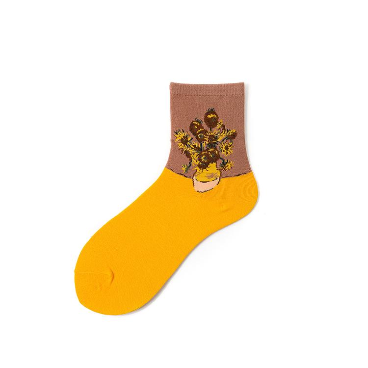 College Style Oil Painting Girl Socks