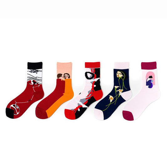 Red Style Character Girl Socks