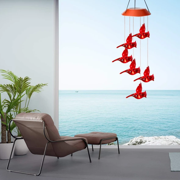 Red Bird Wind Chime Light