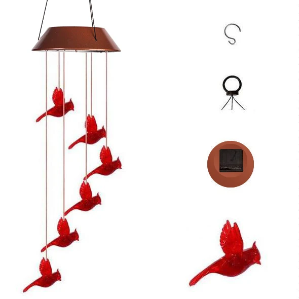 Red Bird Wind Chime Light