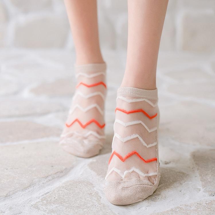 Ice Silk Colorful Stripes Low Socks