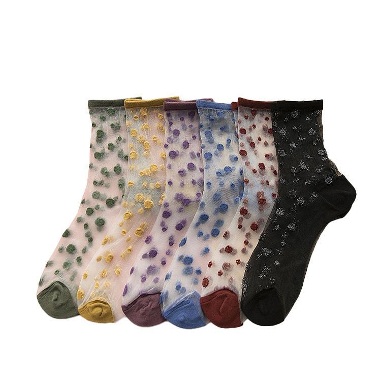 Ice Silk Round Spots Cute Low Socks