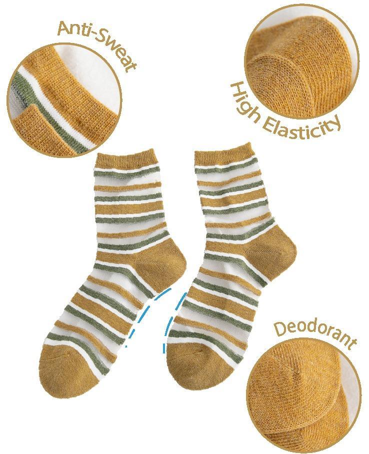 Ice Silk Round Stripes Cute Low Socks