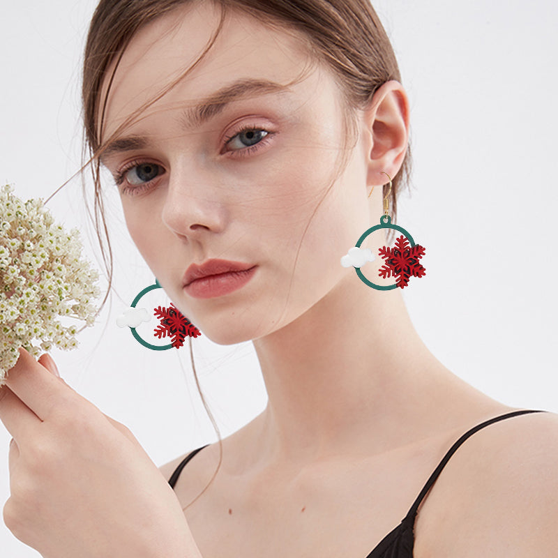 Red Snow Christmas Earrings