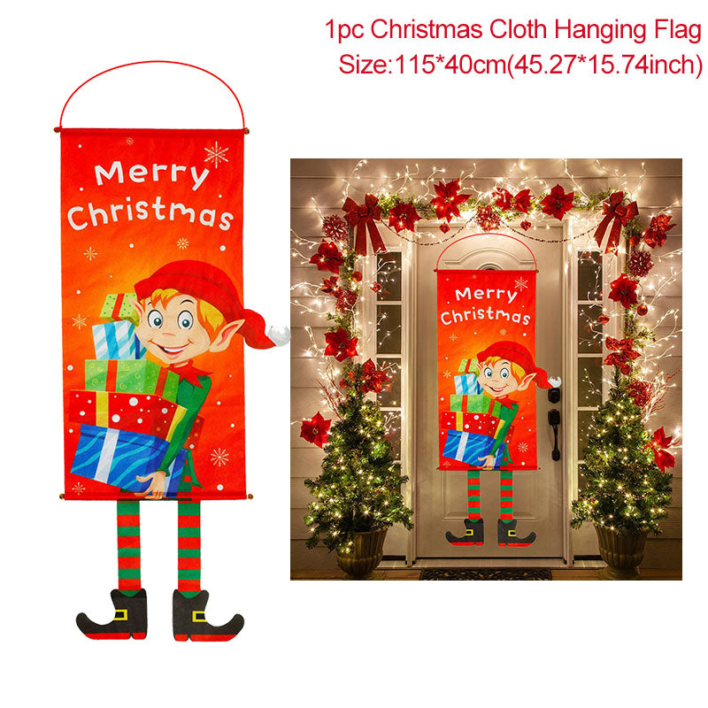 Merry Christmas Porch Door Banner Hanging Ornament 