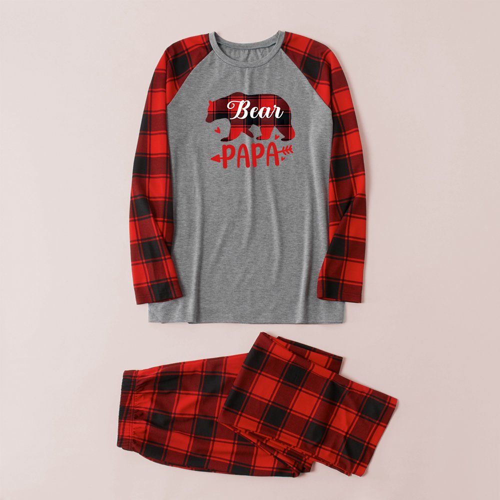 Christmas Check Printed Parent-child Pajama Set (with Pet Dog Clothes)