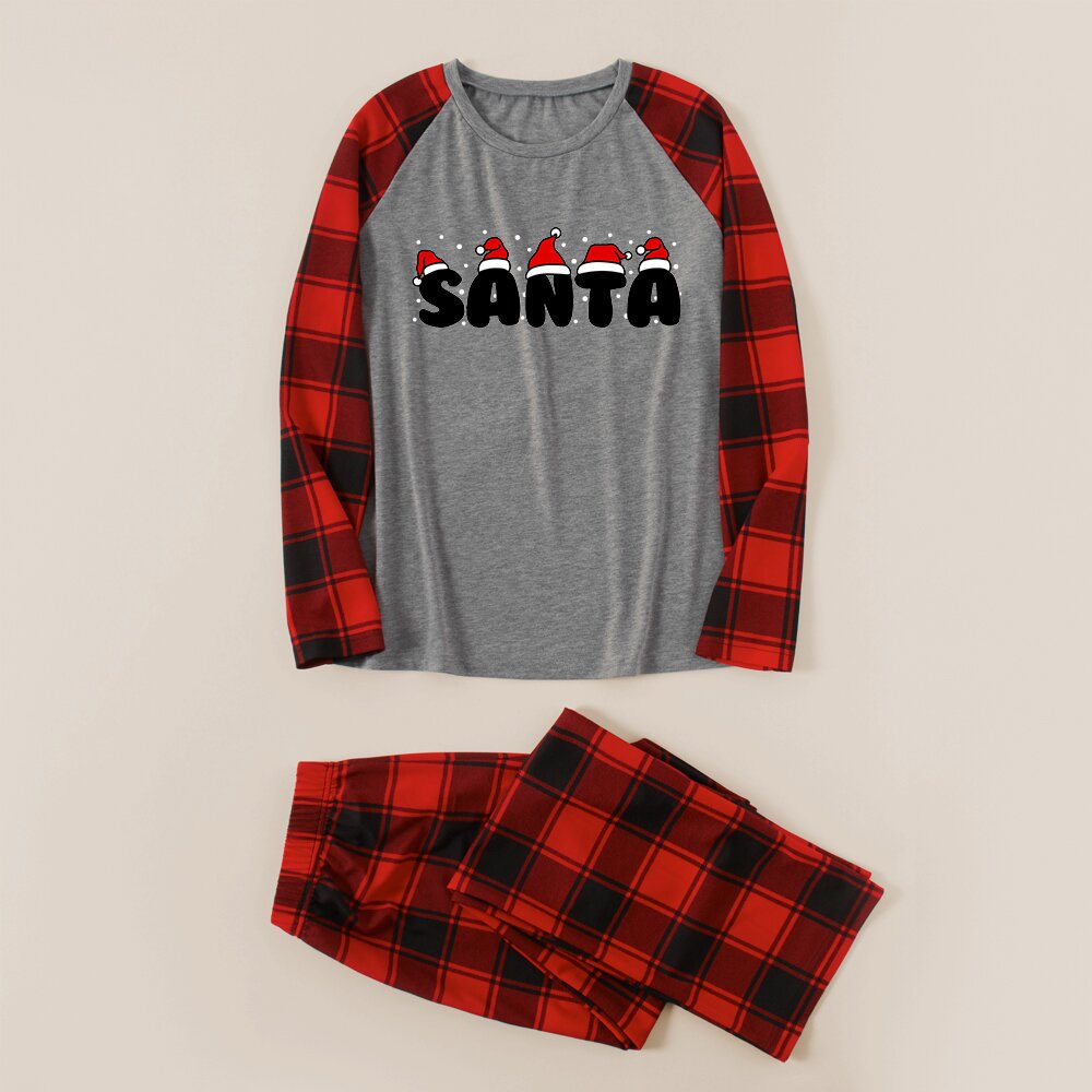 Christmas Print Red Plaid Pajamas Set (With Pet Dog Clothes)